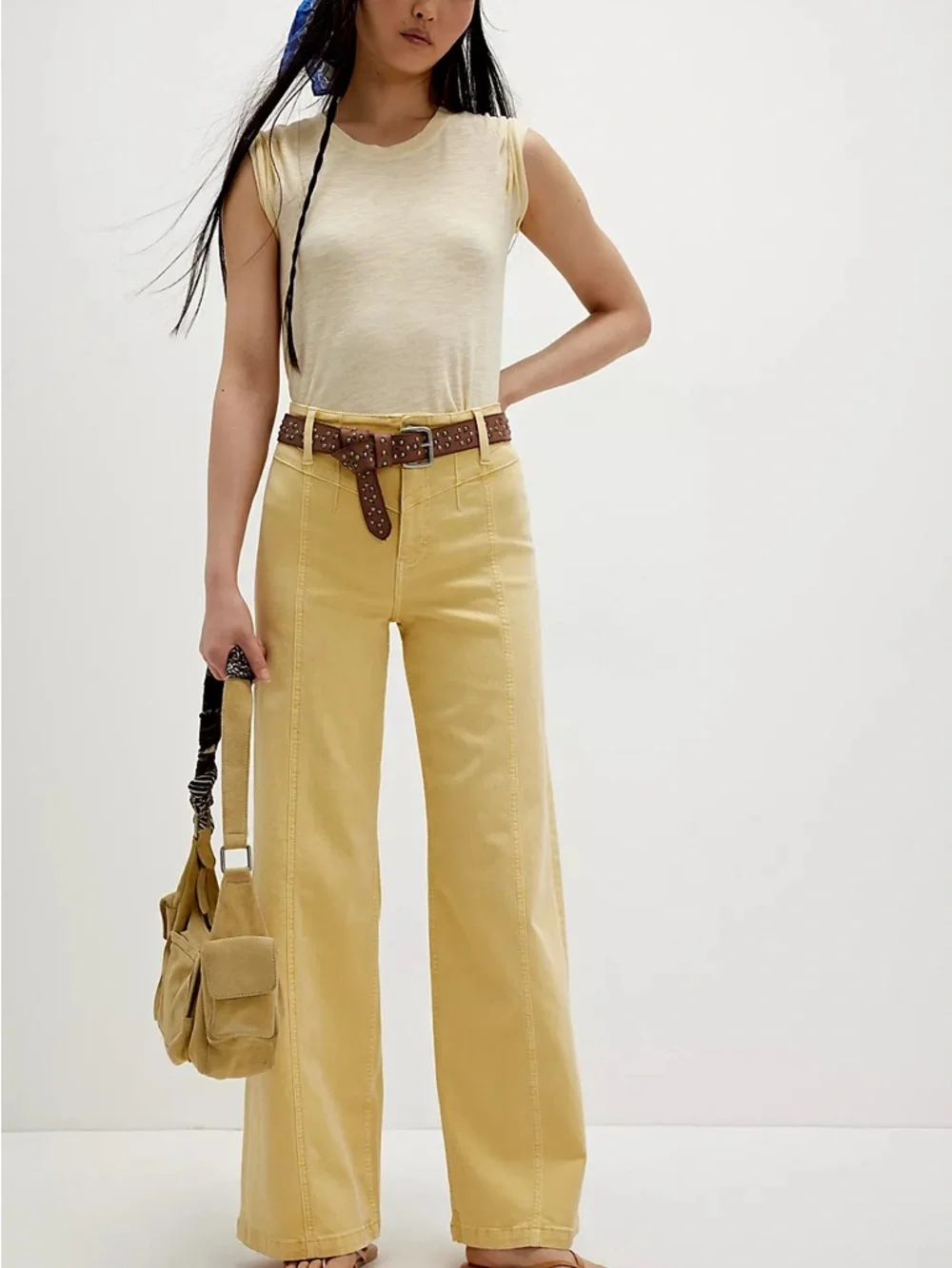 NWT We The Free Libre Mustard Corduroy Wide Leg Jeans Size 26